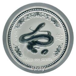 1 KILO kg 2001 Perth Lunar SNAKE Silver Coin