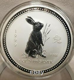 1 Kilo (1kg)Silver Coin. 1999 Rabbit. Perth Mint Lunar