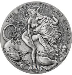 1 Kilo. 999 Pure Silver Abduction Of Europa Cameroon Round Coin Coa Girl Beauty