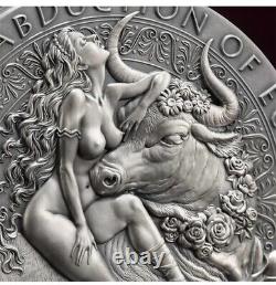 1 Kilo. 999 Pure Silver Abduction Of Europa Cameroon Round Coin Coa Girl Beauty