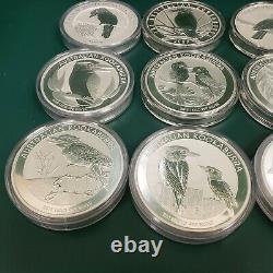 1 Kilo Silver Coin x 12-year 2008 to 2019 Kookaburra 386 oz 0.999 fine Silver