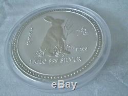 1 kg Kilo Lunar I Year of the Rabbit 1999 BU, Hase in Stempelglanz, 1983 Pcs. Only
