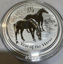 1 kg kilo 2014 Lunar Year of the Horse. 999 Silver Coin in capsule