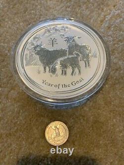 1 kg kilo 2015 Perth Mint Lunar Year of the Goat Silver Coin BU In Capsule 32 Oz