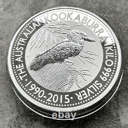 1990 2015 Kookaburra Australia Kilo coin 32.15 oz. 999 Silver