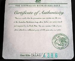 1992, Australia. Massive Silver $30 Kookaburra (1 KIlo) Coin with Box & COA