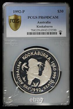 1992 P $30 1 Kg Kilo Silver Australia Kookaburra PCGS PR 69 DCAM Big Slab