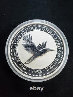 1996 Australia Kookaburra 1 Kilo 999 Fine Silver 30 Dollar Coin in Capsule