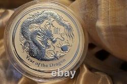 1Kilo 2012 Perth Mint Australia Lunar Year of The Dragon 999 Fine Silver Coin