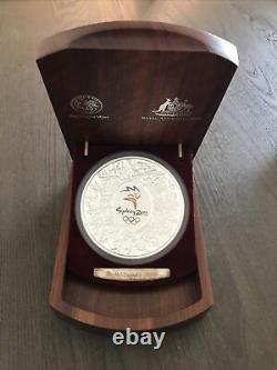 2000 Australia 1 Kilo Proof Silver Sydney Olympics Coin. 999 Fine (withBox & COA)