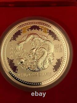 2000 Australia Lunar Dragon $30 Thirty Dollar Silver Kilo Coin Box