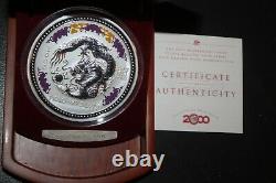 2000 Australia Lunar I DRAGON 1kilo DIAMOND EYE 999Silver collector coin $30RARE