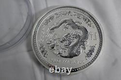 2000 Australia Year of The Dragon 1 Kilo. 999 Silver Elizabeth W Case