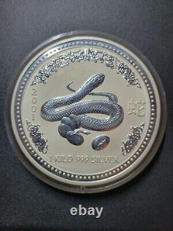 2001 1 Kilo. 9999 Fine $30 Australia Silver Lunar Snake Perth Mint