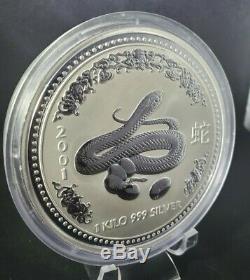 2001 Perth Mint Lunar Series I. 999 Silver Kilo Year of the Snake Coin BU