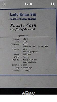 2001 liberia kuanyin 12 lunar puzzle Kilo silver coindont ask any discount