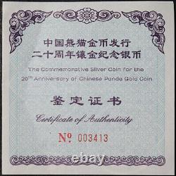 2002 20th Anniversary Chinese Panda Gold Coin 1 Kilo Proof Silver OGP COA