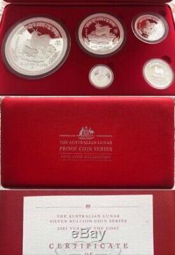 2003 Australia series I Goat lunar proof Kilo 10oz 2oz 1oz 1/2 silver coin set