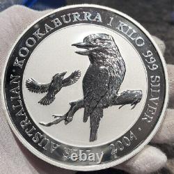 2004 1 Kilo kg. Silver Australian Kookaburra in Capsule Low Mintage of 2712
