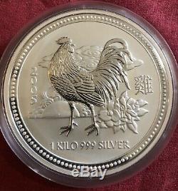 2005 1 Kilo Kg Silver Australia Lunar Commemorative Rooster