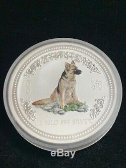 2006 Australian Silver Lunar Year Of The Dog 1/2 Kilo. 999 Color