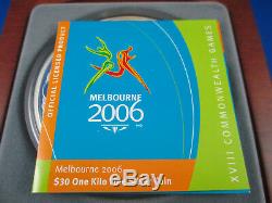2006 Melbourne Games $30 One KILO fine silver coin in superb Jarrah box. BUY IT