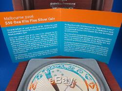2006 Melbourne Games $30 One KILO fine silver coin in superb Jarrah box. BUY IT