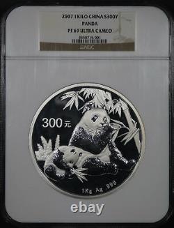 2007 China 300 Yuan Silver Panda 1 Kilo NGC PF-69 Ultra Cameo None Graded Higher