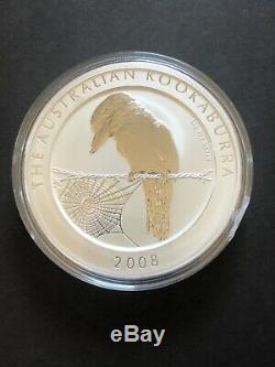 2008 1 Kilo (32.15oz) Kookaburra. 999 Fine Silver Coin Beautiful In Capsule