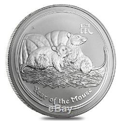 2008 1 Kilo Silver Lunar Year of The Mouse BU Australian Perth Mint In Cap