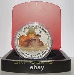 2008 Australia Lunar II Year of the Mouse Rat 1Kilo Silver Coin Gemstone Eye $30