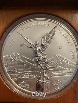 2008 Mexico 1 kilo Silver Libertad Proof Like. 999 Silver Coin (withBox & COA)