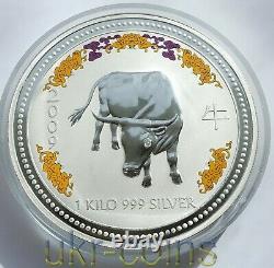 2009 Australia Perth Year of the Ox $30 Lunar I 1 Kilo Silver Coin Diamond Eye