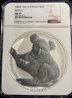 2009-P Australia $30 Silver Koala 1 Kilo NGC MS-70 Free Shipping