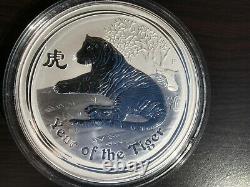 2010 1 KILO Silver KG Lunar Year of TIGER Perth Mint Australia Round Capsule