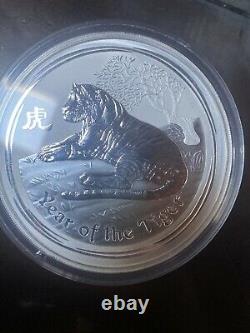 2010 1 Kilo Silver Year of the Tiger Coin. 999 1 Kg, 32 Oz, Perth Mint Lunar
