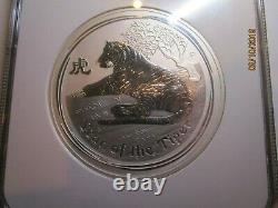 2010 Australia Year Of The Tiger 1 Kilo. 999 Silver- Ngc Ms69