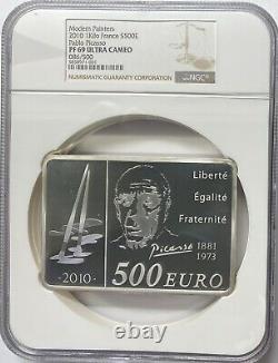 2010 France 500 1 kilo Silver Pablo Picasso NGC PF-69 UCAM
