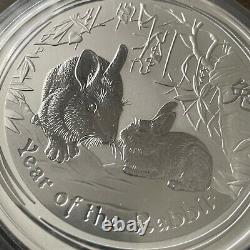 2011 1 KILO Silver KG Lunar Year of Rabbit Perth Mint Australia Round Capsule