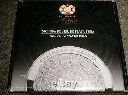 2011 1 Kilo (32.15 oz) Silver Aztec Calendar Coin (WithBox & Coa)