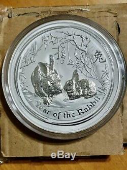2011 1 Kilo Silver LUNAR Year of The RABBIT BU Australian Perth Mint In Cap