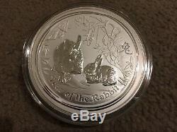 2011 1 Kilo Silver Lunar Year of The Rabbit BU Australian Perth Mint in Capsule