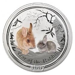 2011 Australia 30 Dollars Silver Year Of Rabbit Colorized 1 Kilo Silver 5422