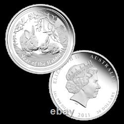 2011 Australian $30 Lunar II Year of the Rabbit1 Kilo Silver Proof Coin