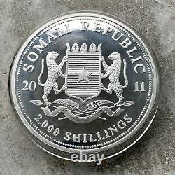 2011 Elephant Somalia Kilo coin 32.15 oz. 999 Silver Somalian Wildlife