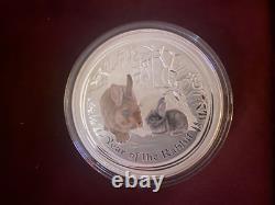 2011 Lunar II Year of the Rabbit 1 Kilo Silver Coin Gemstone Eye. NO COA, NO BOX