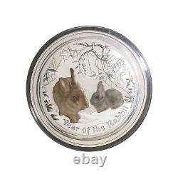 2011 P $30 Australia Lunar Year Of The Rabbit Colorized 1 Kilo Silver In Caps