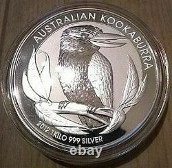2012 1 Kilo Silver Australian Kookaburra Perth Mint. 999 Fine BU In Cap