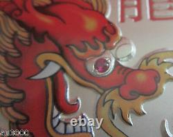 2012 $30 AUSTRALIA LUNAR DRAGON 1 KILO SILVER RUBY GEMSTONE EYE Mintage 1895