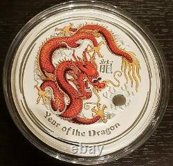 2012 Australia 1 Kilo Silver Year Of The Dragon Coin, Colorized